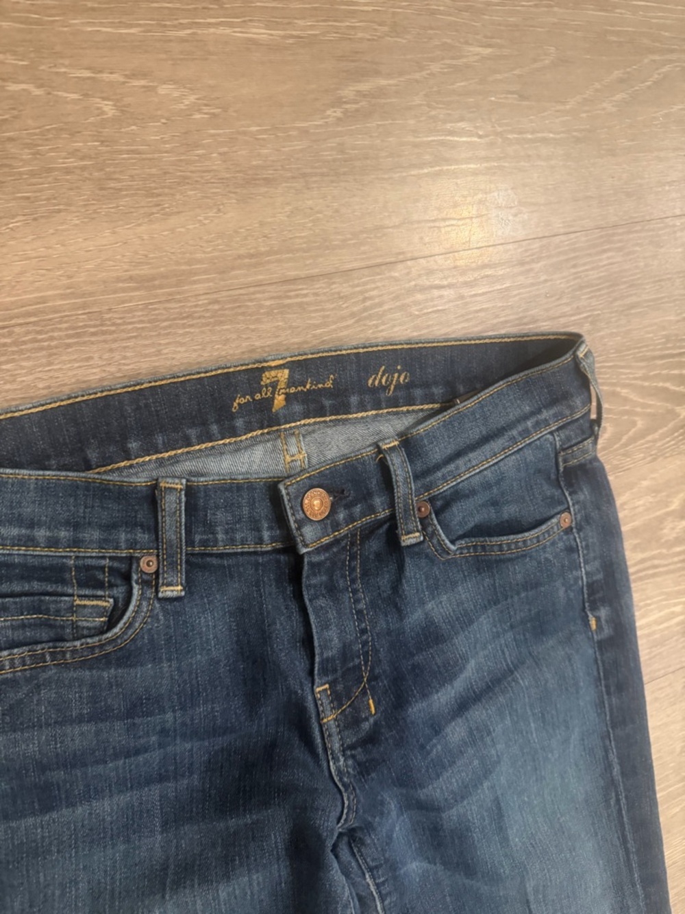 7 for all mankind y2k denim dojo flare jeans size 27 dark Wash - Picture 3 of 8